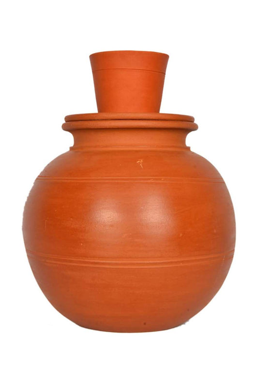 Earthen Clay Water Pot with Lid - 202.9oz
