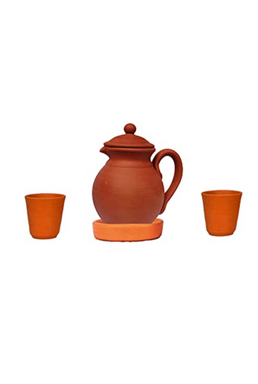 Terracotta Water Jug with Glass - 50.72oz