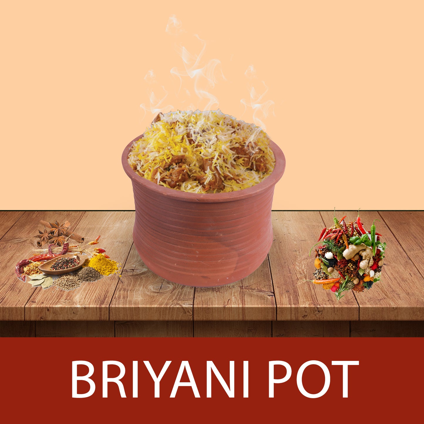 Earthen Clay Biryani Pot – 5 Liter | Mitti Ke Bartan, Traditional Cooking, Handmade, 100% Toxin Free