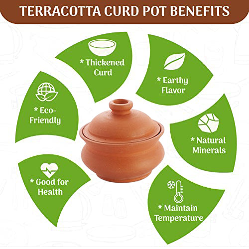 Terracotta Curd Pot / Dahi Pot Set of 2 - 33.8oz