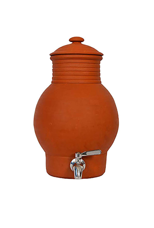 Earthen Clay Water Pot with Lid &tap - 135.3oz