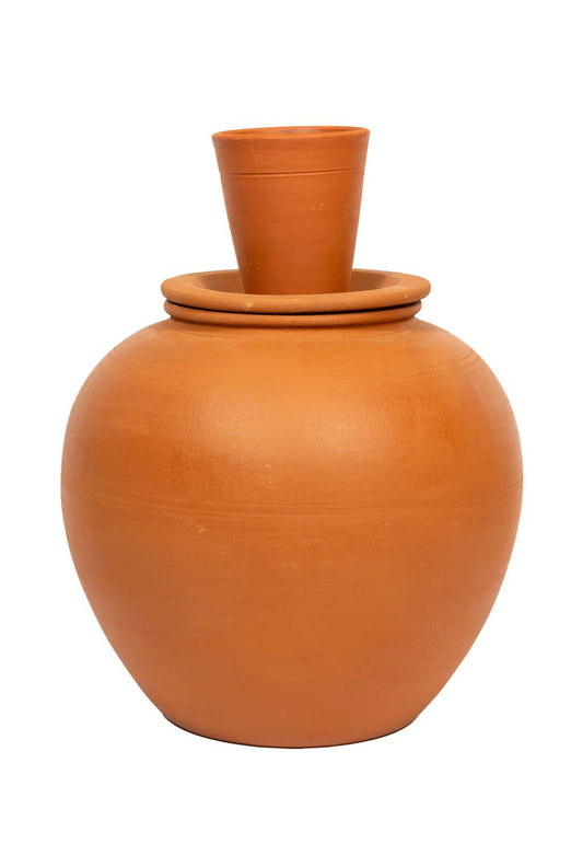 Earthen Clay Water Pot with Lid - 202.9oz