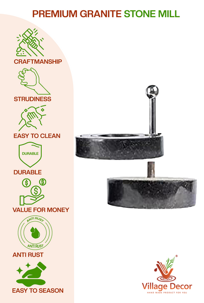 Handcrafted Atta Chakki showing unique strength, durability, easy maintenance, and traditional build.
