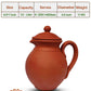 Eco-friendly 1.5-liter clay water Jug with lid, showing product dimensions, weight, and serving size.
