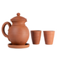 Clay water Jug with lid in matka style, handcrafted by Village Decor on white background.

