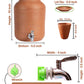 Detailed dimensions of Clay Water Pot  showing Pot, Glass, Lid and Stainless Steel Tap measurements.