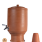 Clay water Pot with lid & Glass in matka style, handcrafted by Village Decor on white background.
