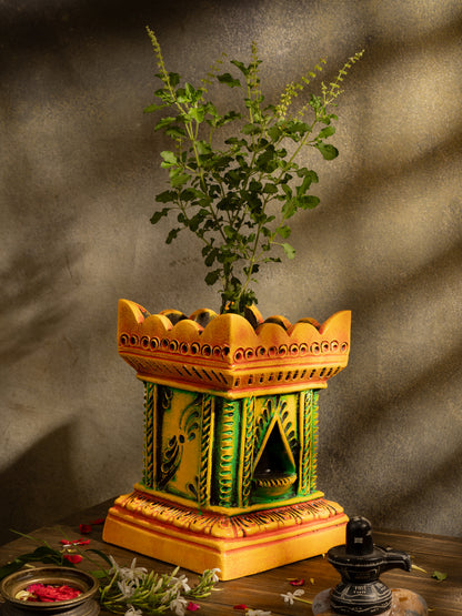 Terracotta  Brindavan Tulsi Pot Multi Color (B * H - 8 * 11.5 inch)