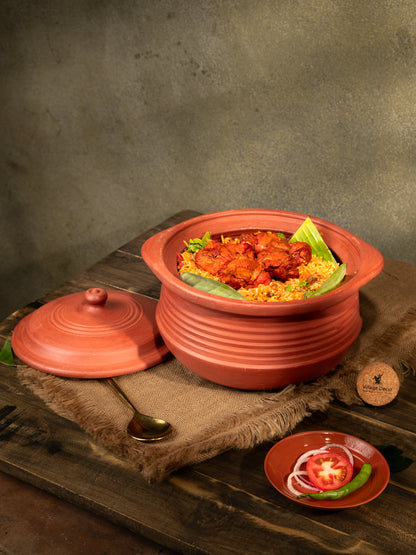 Earthen Clay Cooking Pot - 3.7 Qt | Mitti Ke Bartan, Premium Quality,  Gas stove safe, 100% Toxin Free