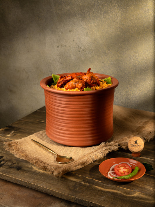 Earthen Clay Biryani Pot – 5 Liter | Mitti Ke Bartan, Traditional Cooking, Handmade, 100% Toxin Free