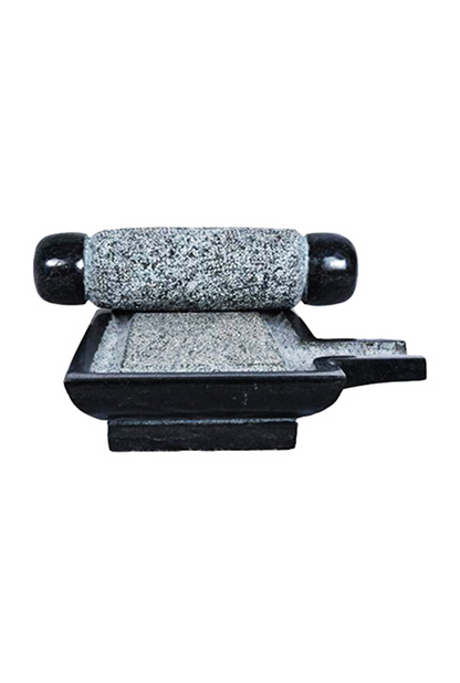 Silbatta Traditional Mortar & Pestle on white background.
