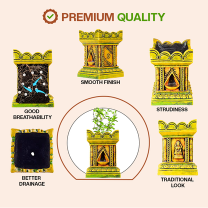 Terracotta  Brindavan Tulsi Pot Multi Color (B * H - 8 * 11.5 inch)