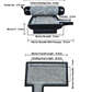 Detailed dimensions of Ammikal stone grinder showing pestle and mortar measurements.
