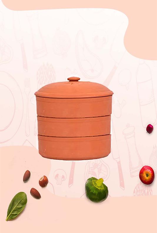 Terracotta sprout box (3 container with lid)