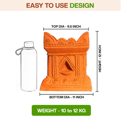 Terracotta Tulsi Pot with visual size comparison and simple design reference. Ideal for understanding the overall shape and structure.
