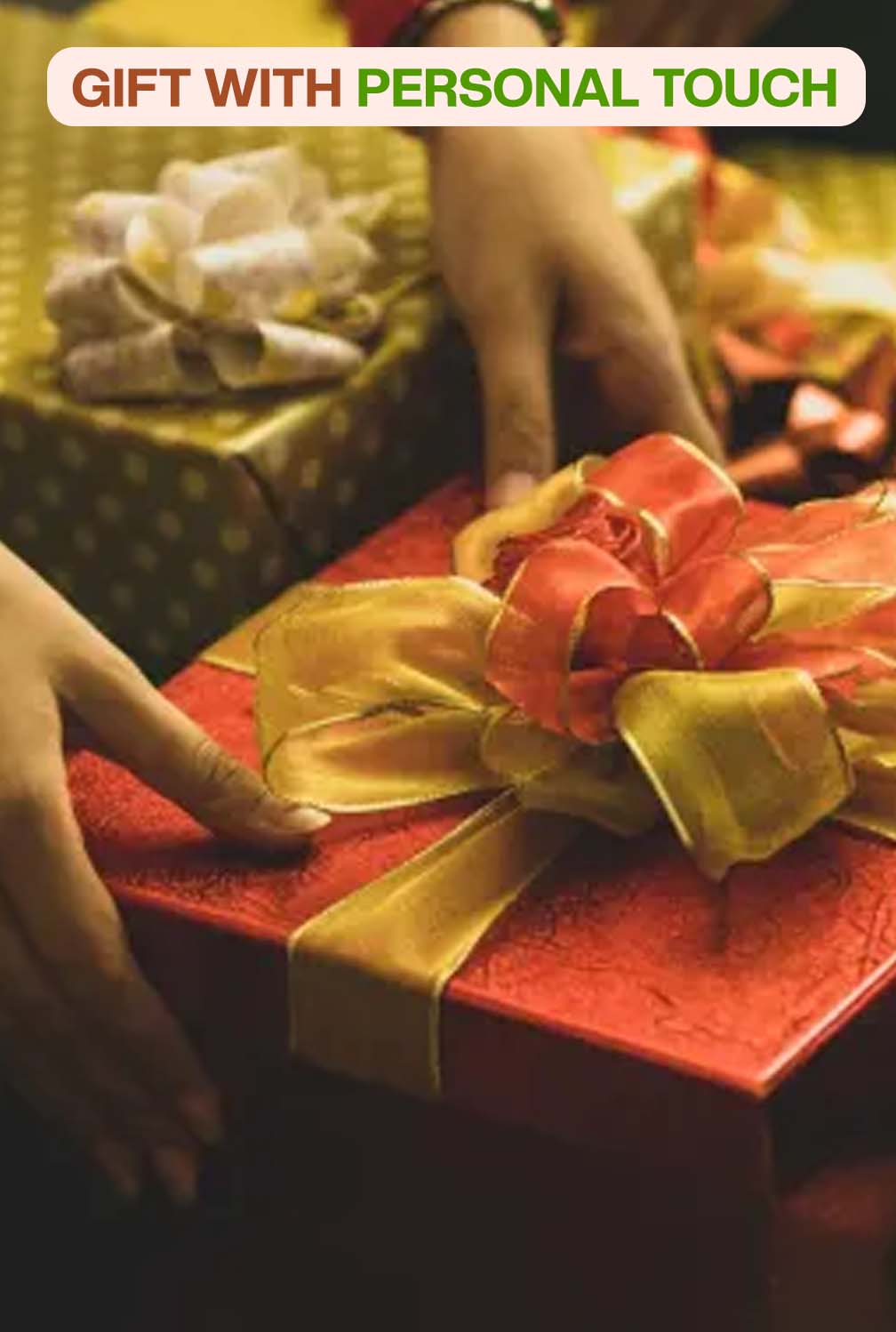 Terracotta urli gift box presentation with golden ribbon, showing a thoughtful and personal touch, perfect for festive gifting or special occasions.