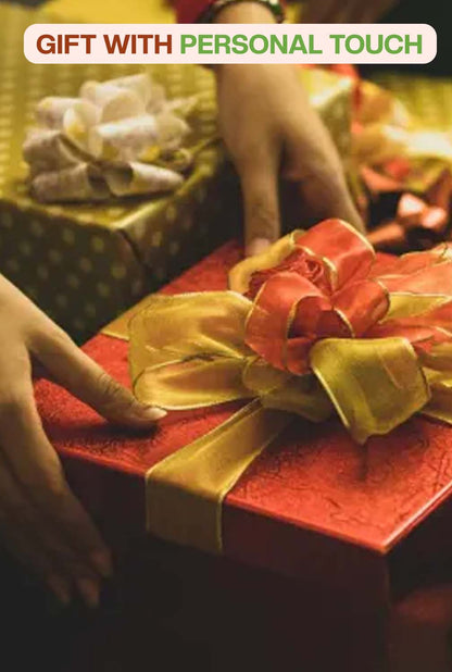 Terracotta Sangu urli gift box presentation with golden ribbon, showing a thoughtful and personal touch, perfect for festive gifting or special occasions.