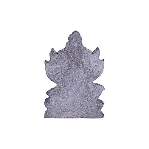 Back view of handcrafted black stone Ganesha idol showing natural stone texture and detailed carving finish.
