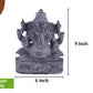 Black stone Ganesha idol with 9 inch height and 6 inch width, handcrafted sculpture for pooja and home decor use.
