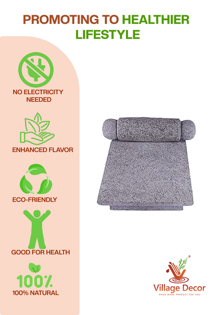 Black Stone Ammikallu/Mortar and Pestle (L * B - 15 inch * 10 inch)