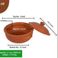 2000 Ml earthen clay cooking pot with lid, showing detailed dimensions including top diameter, bottom diameter, depth, and lid size.
