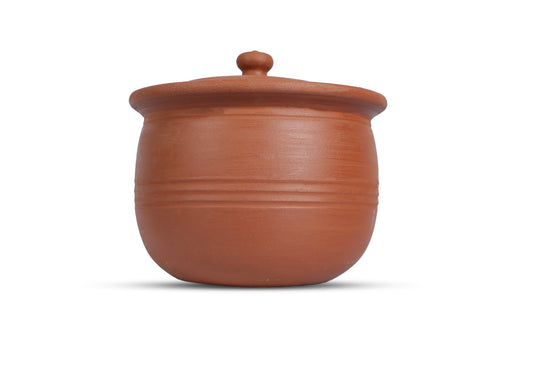 Village Decor Earthern Clay Keerai Chatti/ Spinach with Lid - 2 litres