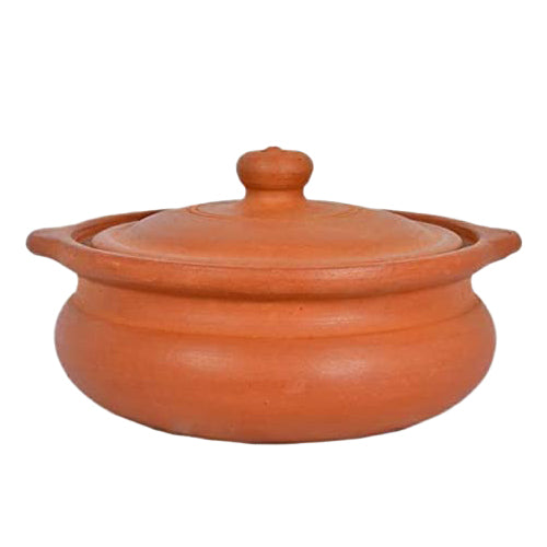 Unglazed Clay Pot for Cooking With Lid/ LEAD-FREE Indian Earthen