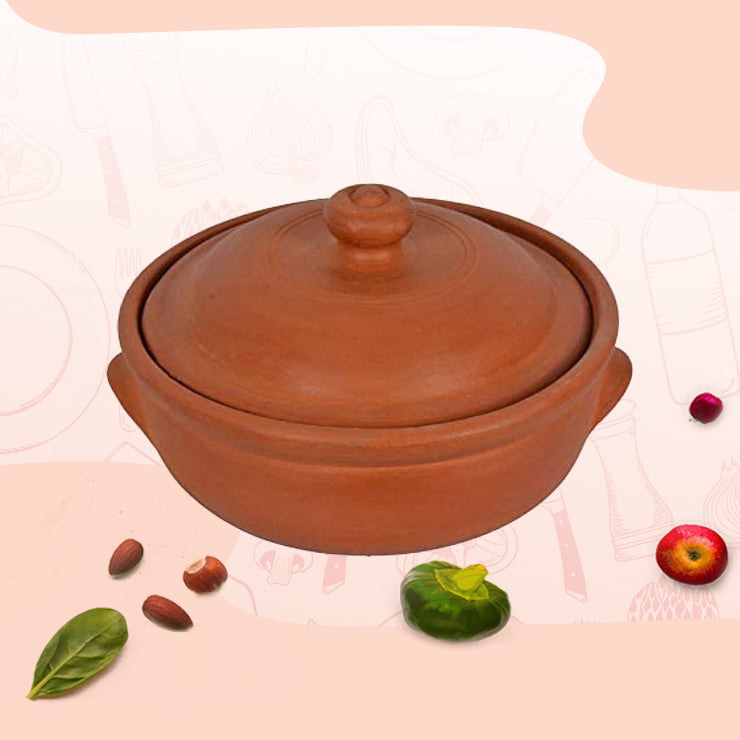 Buy Online Earthen clay cooking pot 2.1qt Village